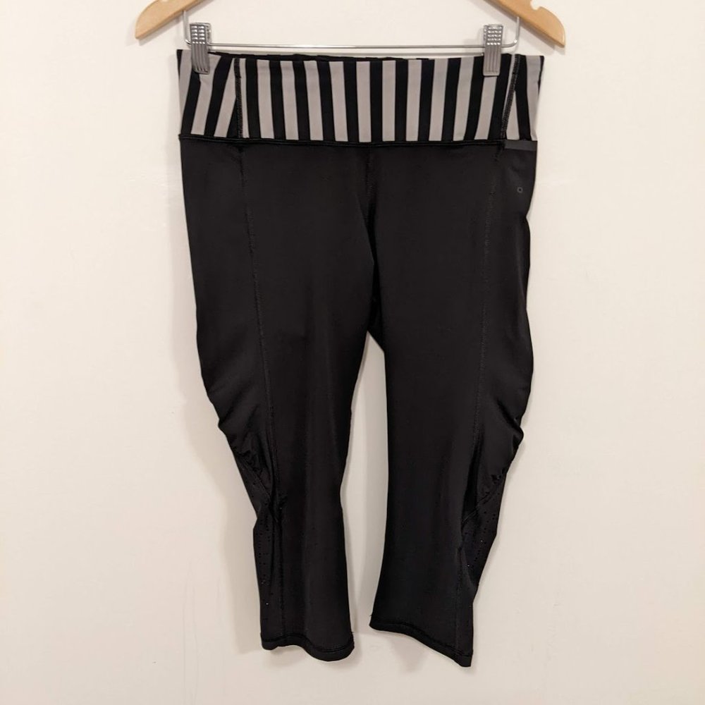 Lululemon Water Bound Crop Black/Apex Stripe Printed Black Dune 8 - Picture 10 of 16